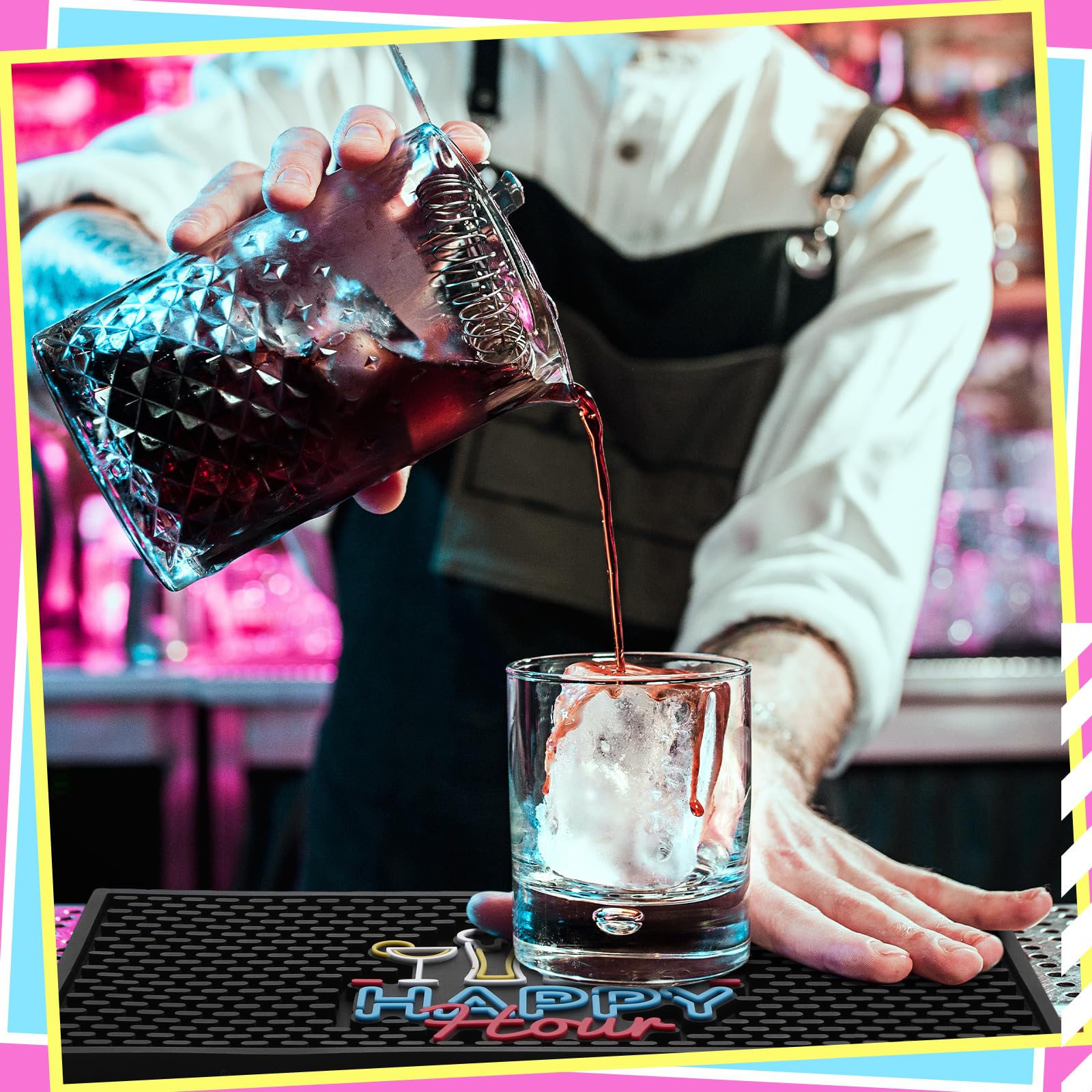 Preboun bar mat doubles as a drying mat for kitchen or bar.
