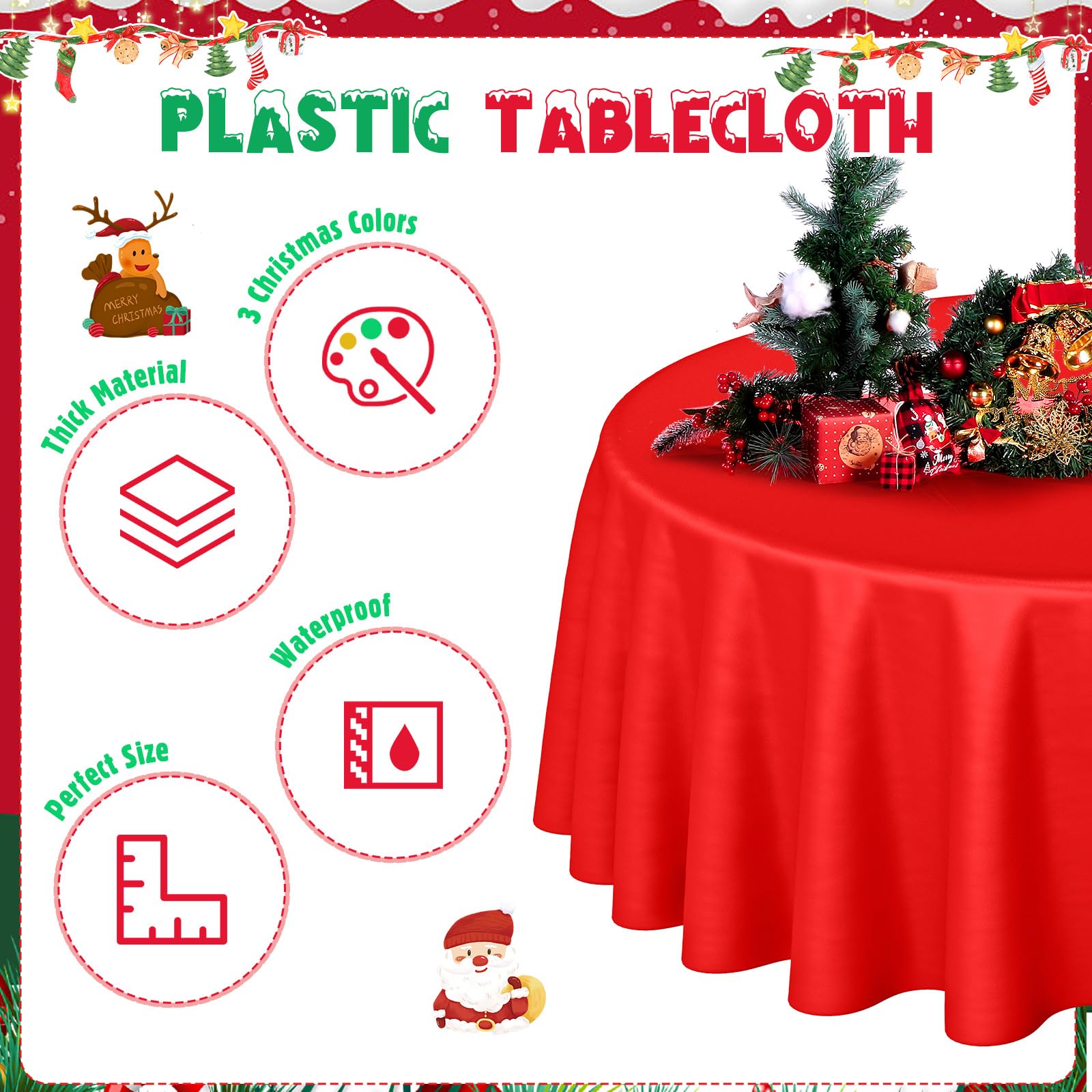 Preboun Christmas tablecloth in green and gold adds warmth for weddings.