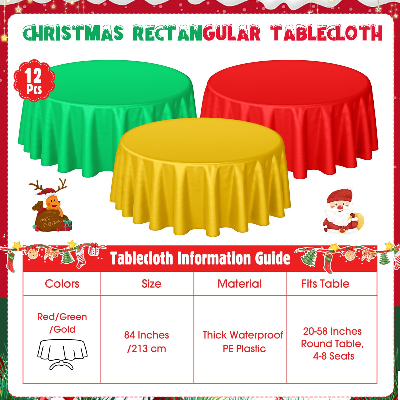 Preboun disposable waterproof tablecloth 84in enables quick cleanup after celebrations.