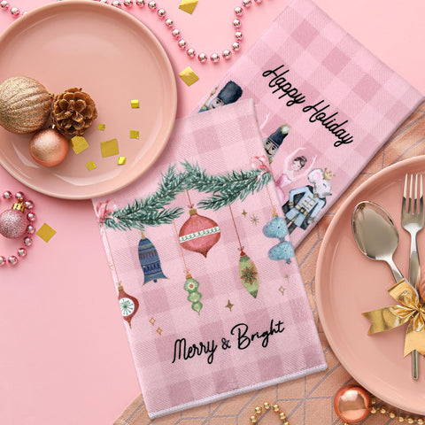 Preboun Tree-pattern kitchen towel enhances holiday ambiance during cooking.