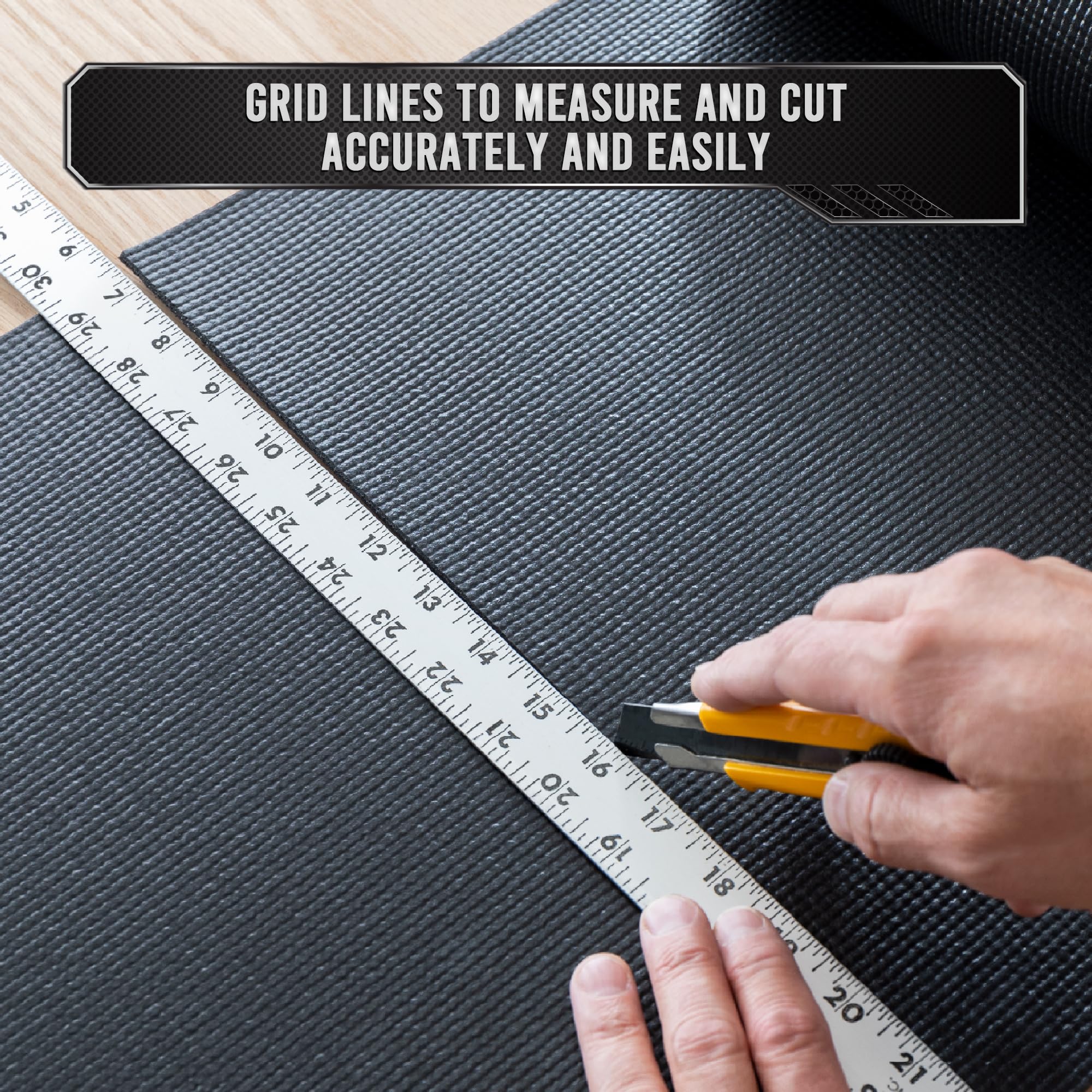 Precision Defined slip-resistant liner clings to tools in a drawer setting.