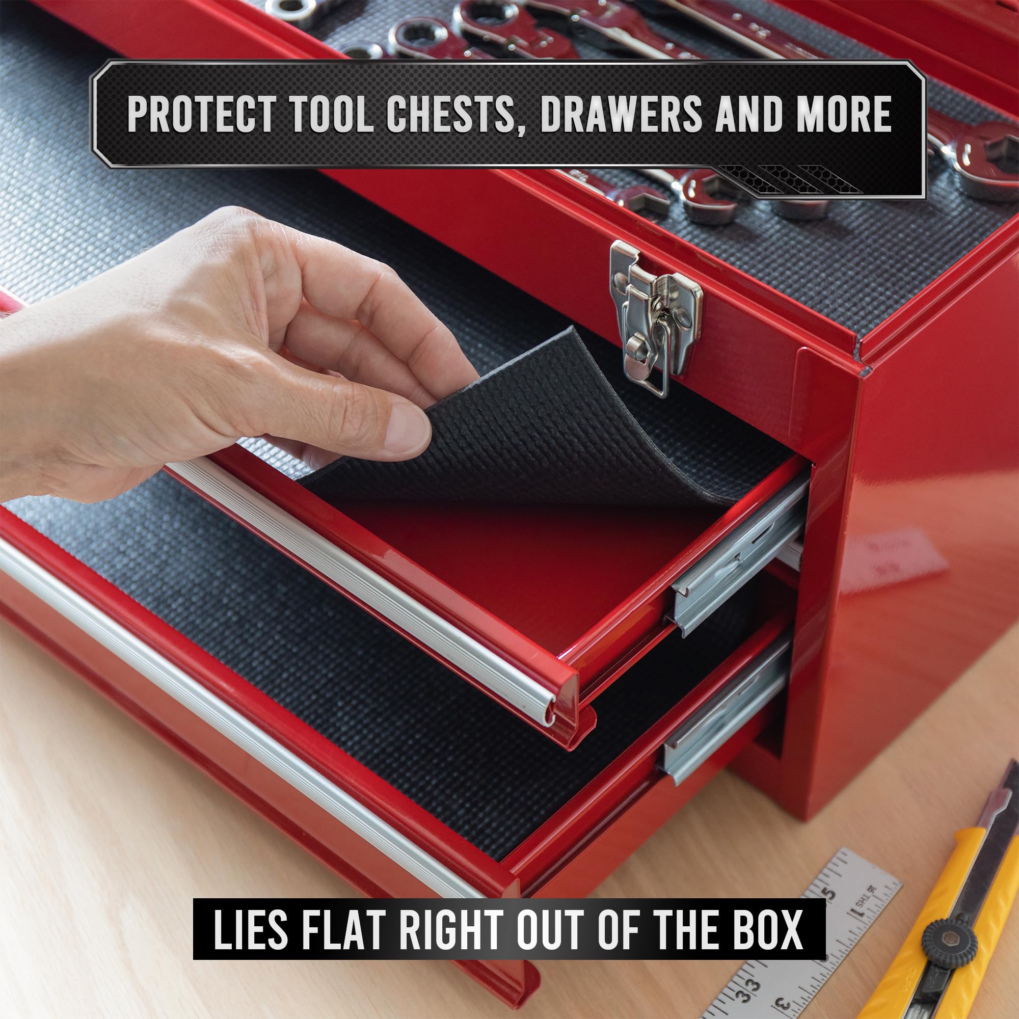 Precision Defined non-slip texture helps keep tools in place.