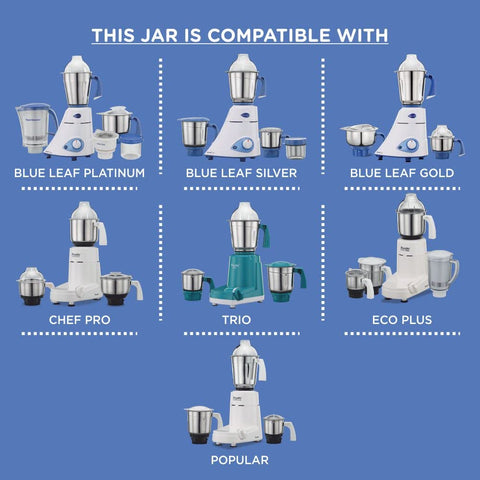 Preethi Genie jar compatible with Eco Twin, Eco Plus, Eco Chef, and Blue Leaf Platinum