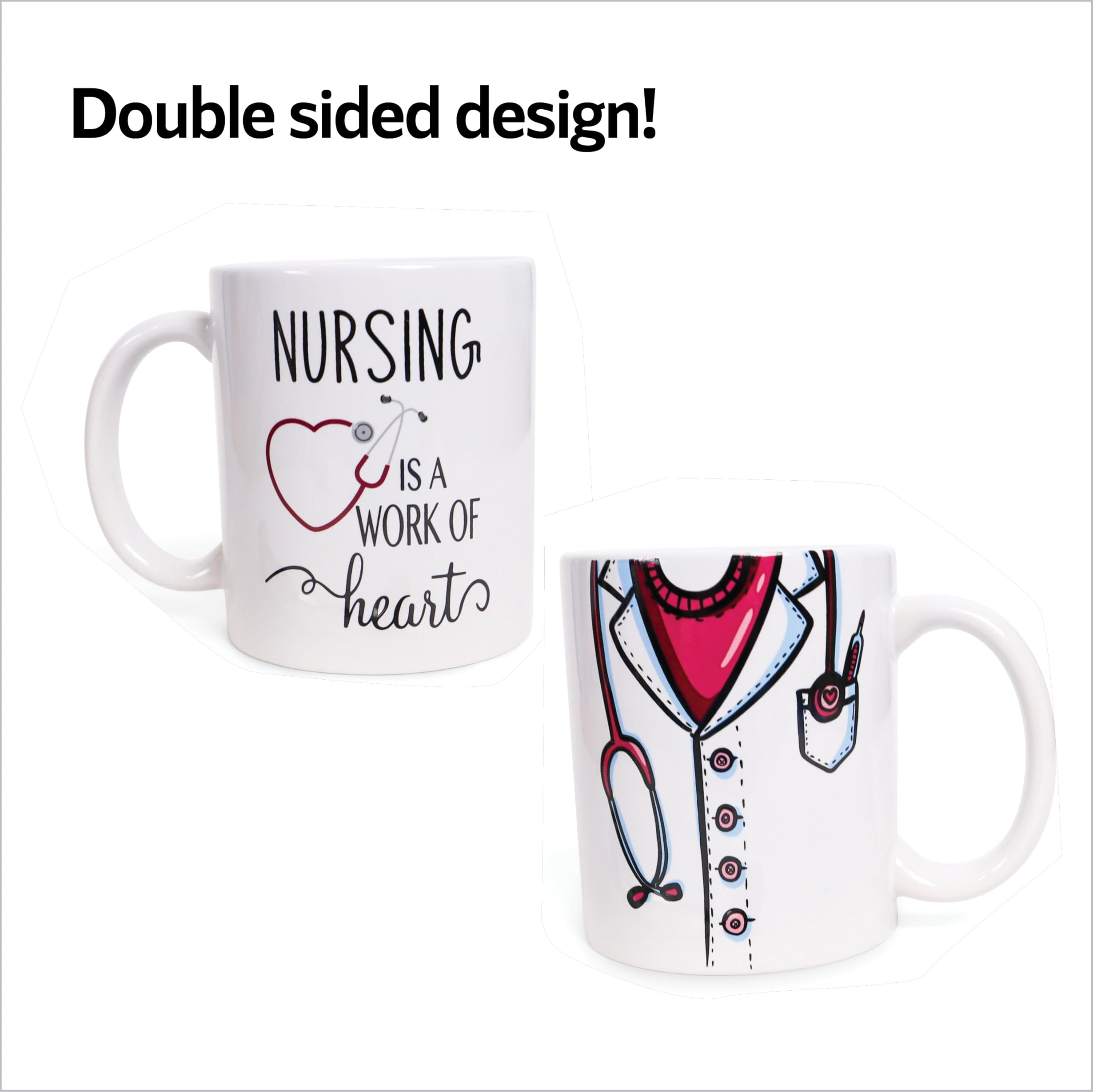 Premium Innovations nurse mug featured on a tidy desk with notes.
