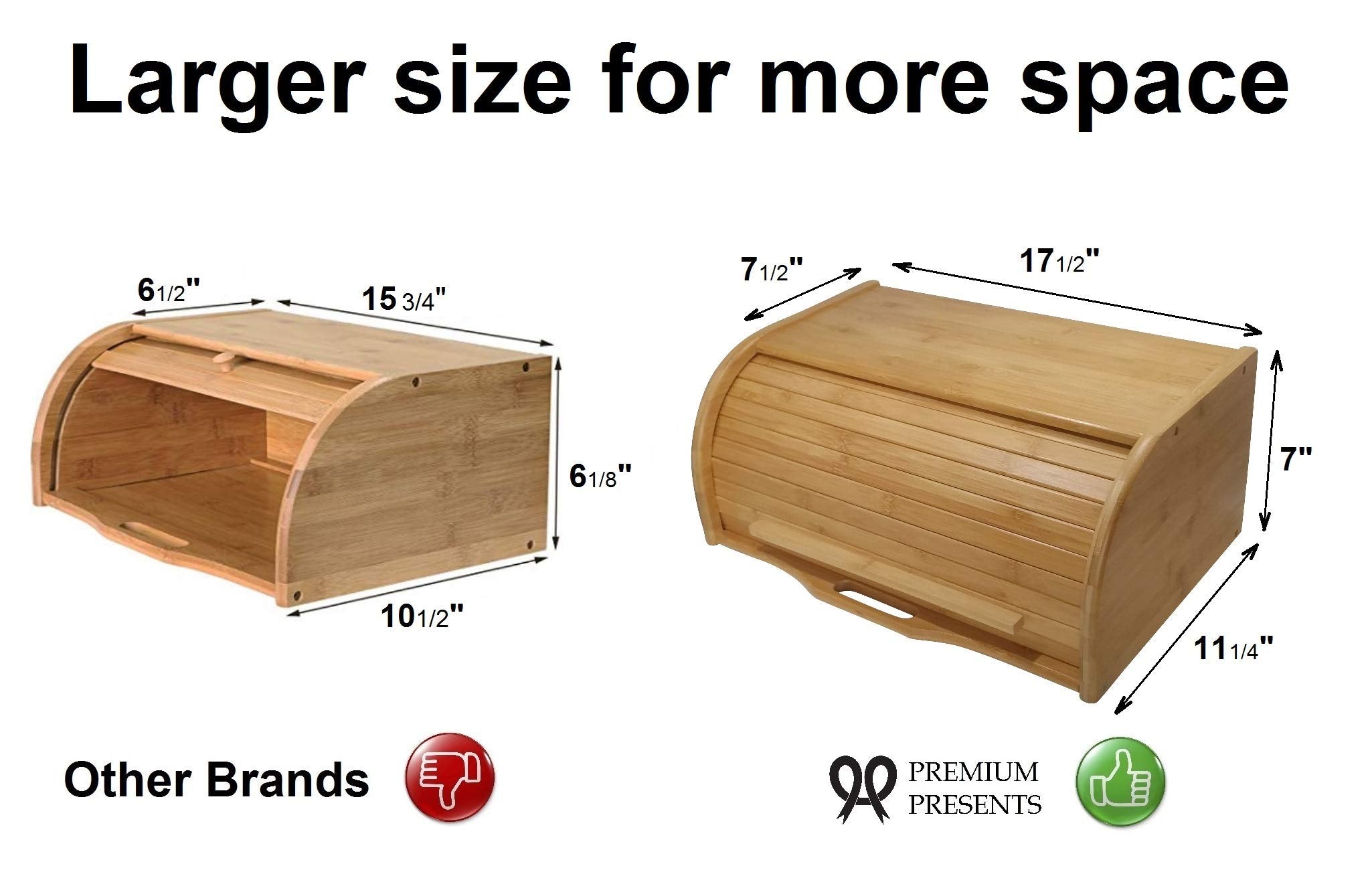 PremiumPresents bamboo bread bin on kitchen counter preserves freshness and reduces clutter