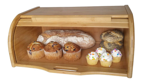 PremiumPresents natural bamboo bread box boosts countertop organization