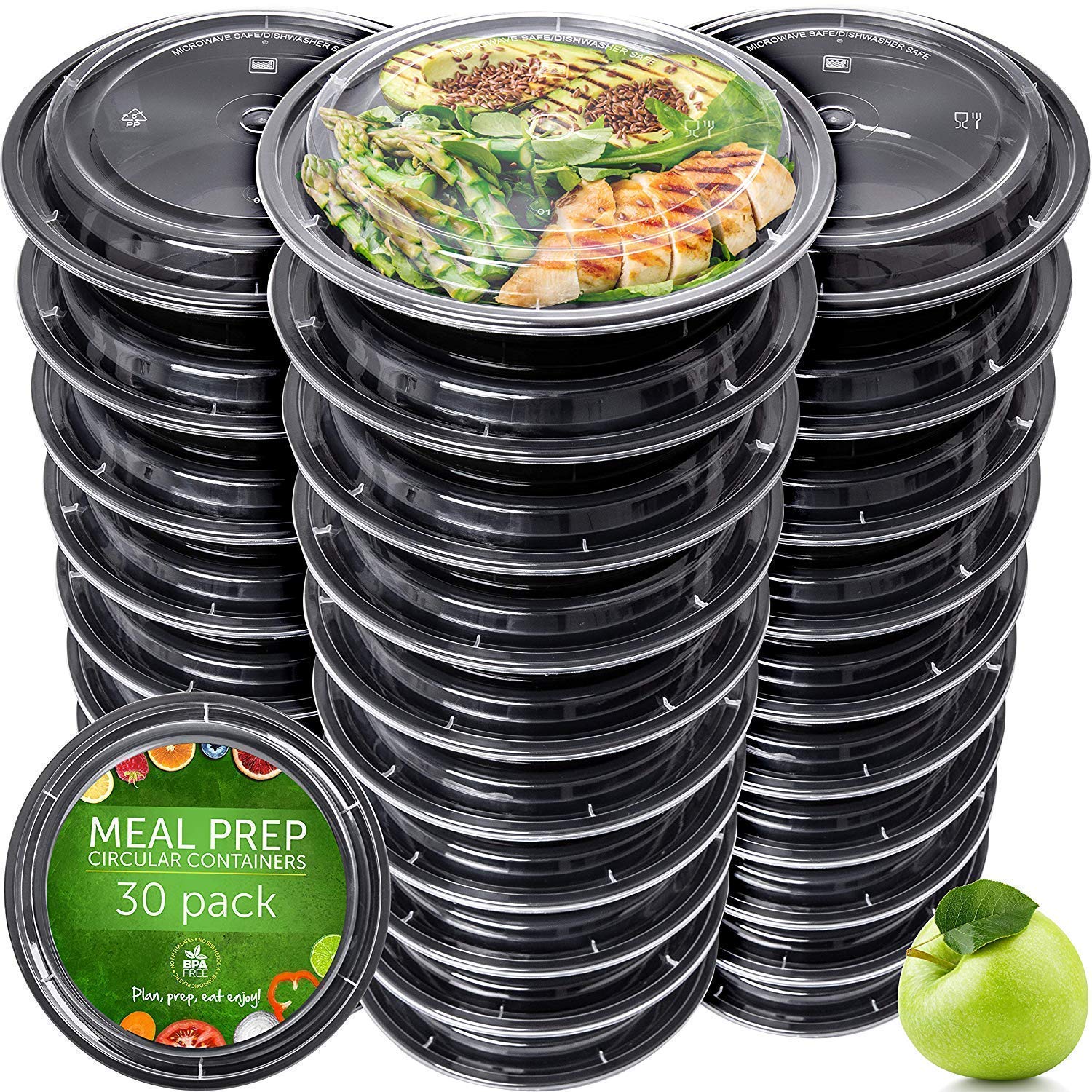 Prep Naturals meal prep containers with lids showing airtight seals for fresh meals.