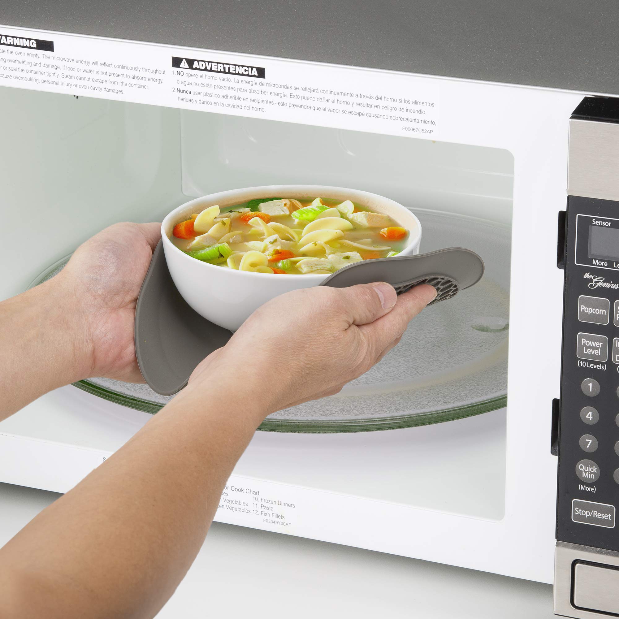 PrepSolutions 9.5-inch gray mat fits small microwaves and saves kitchen space.