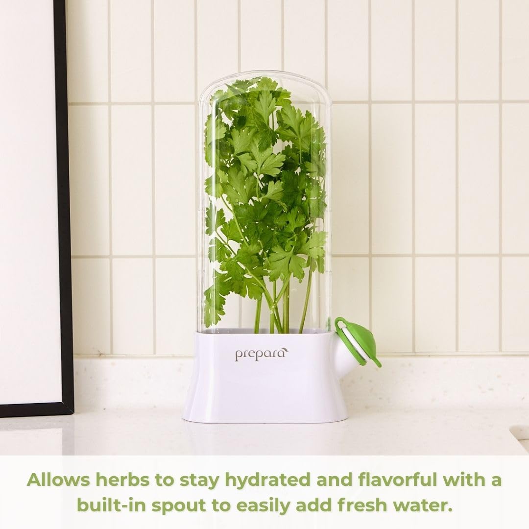 BPA-free Herb Savor Eco fits compact kitchen and keeps herbs organized.