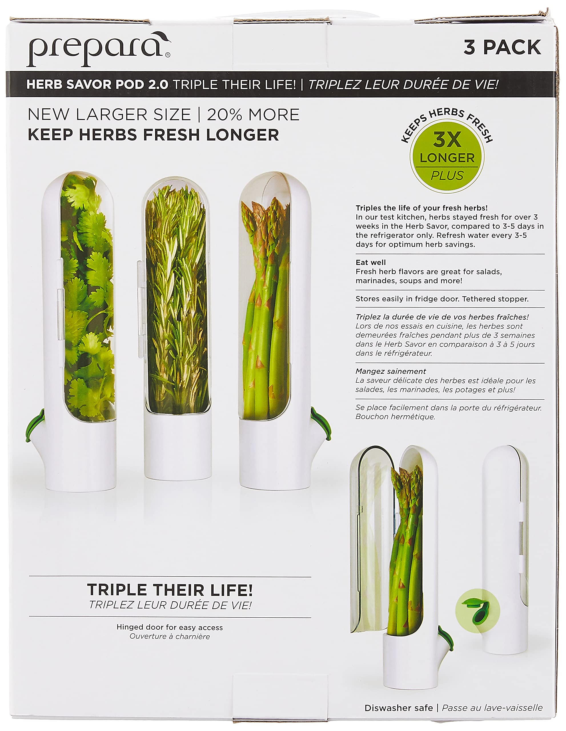 Prepara Herb Savor Pod 2.0 supporting asparagus freshness in water