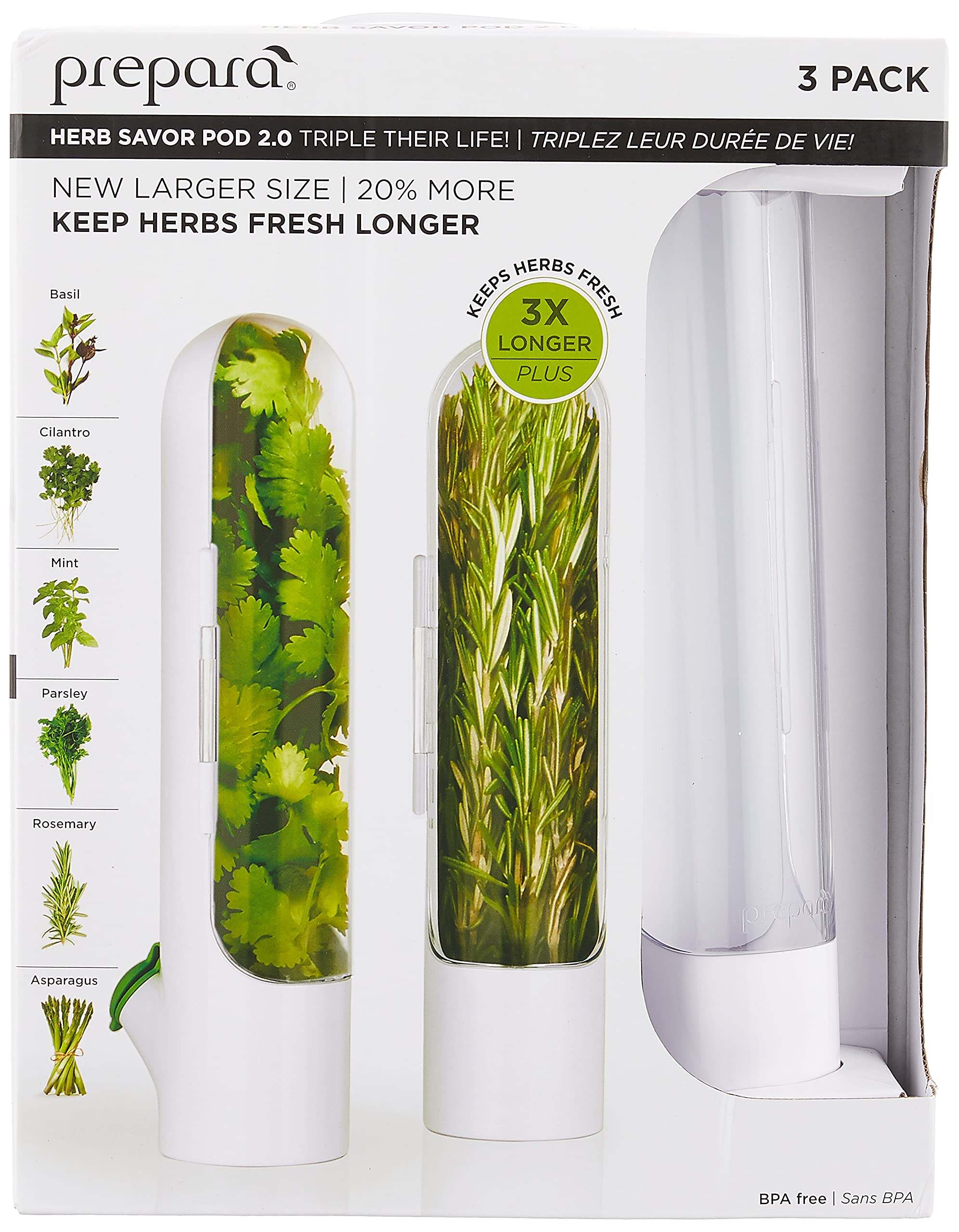 Prepara Herb Savor Pod 2.0 set of three for organized herb storage