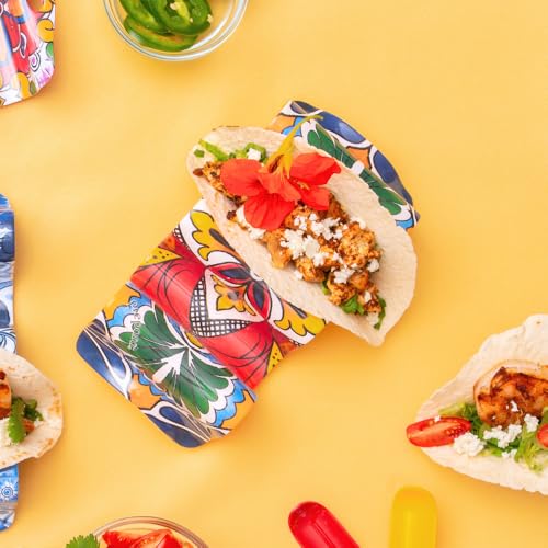 Prepara taco holder yellow compatible with soft and hard shells for versatility.