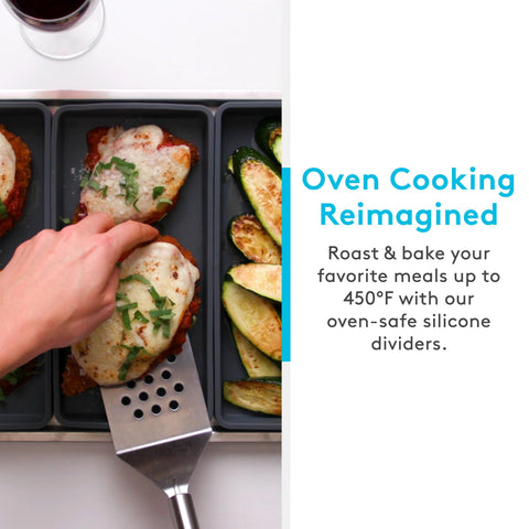 Prepd Cheat Sheets dishwasher-safe dividers for quick post-meal cleanup.