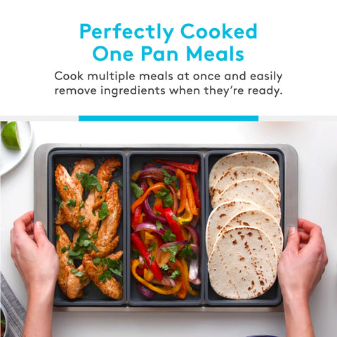 Prepd Cheat Sheets multi-portion bake in action enabling simultaneous dishes without cross-flavor mixing.