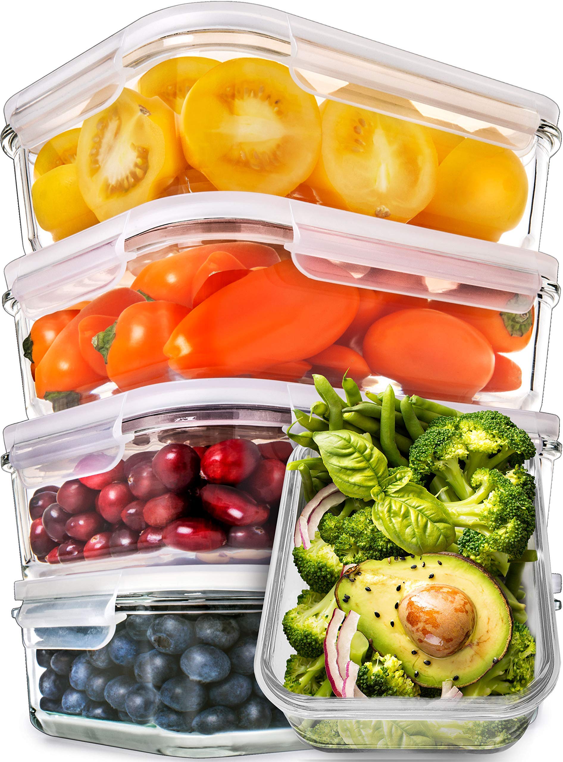 Prep Naturals glass meal container with lid, ideal for home meal prep.