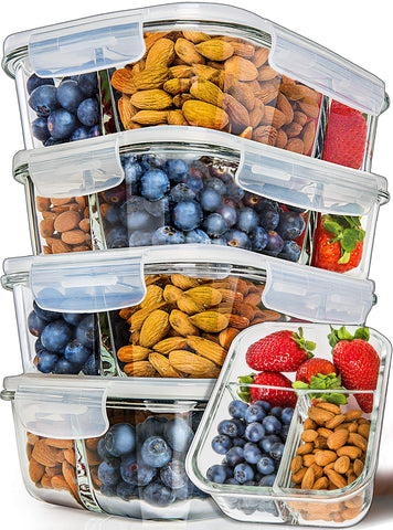 Prep Naturals glass meal prep container 34oz for organized weekly lunches.