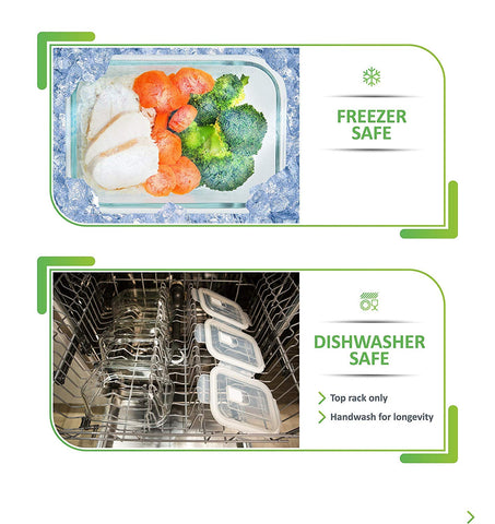 Prep Naturals dishwasher-safe glass storage for easy cleanup.