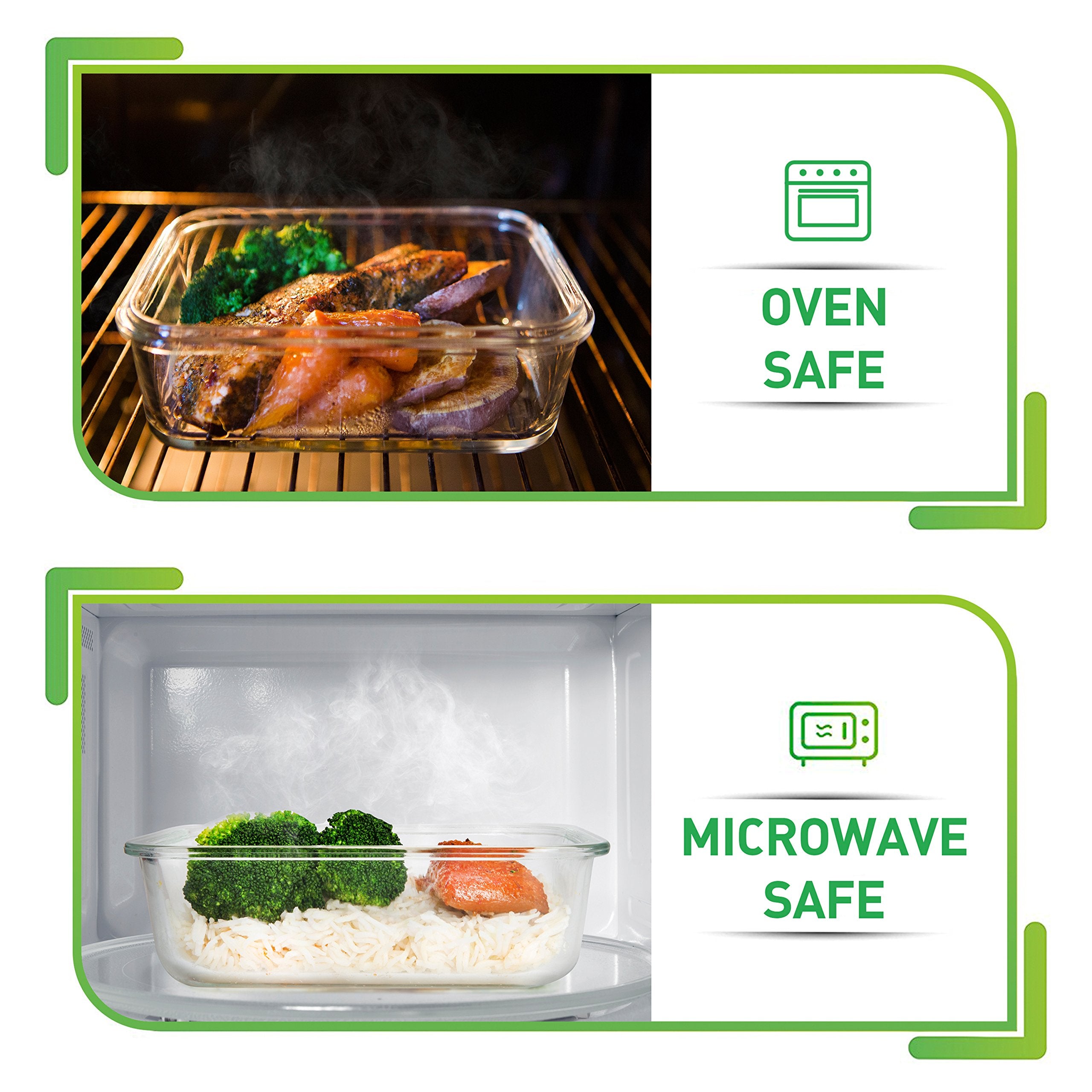 Prep Naturals microwave-safe square glass storage keeps leftovers fresh and easily reheated.