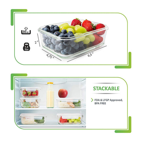 Prep Naturals oven-safe glass container for batch cooking and reuse.