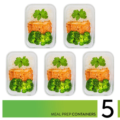 Prep Naturals oven-safe square glass container ready for baking and reheating.