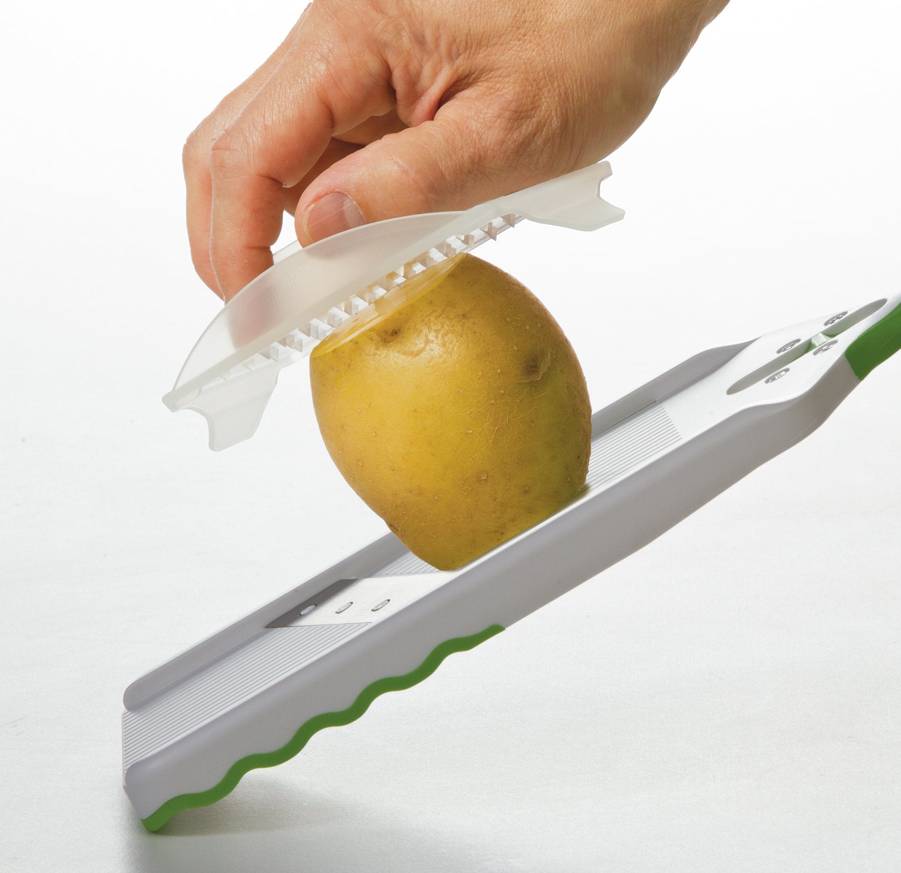 PrepSolutions Adjust-A-Slice Mandoline Green stainless blades deliver durable, precise cuts for meals.