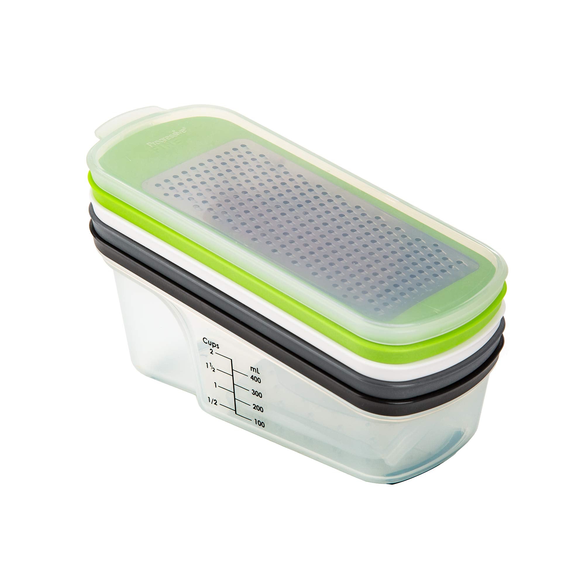 PrepWorks Grate, Slice & Store Set straight slicer for even, clean slices.