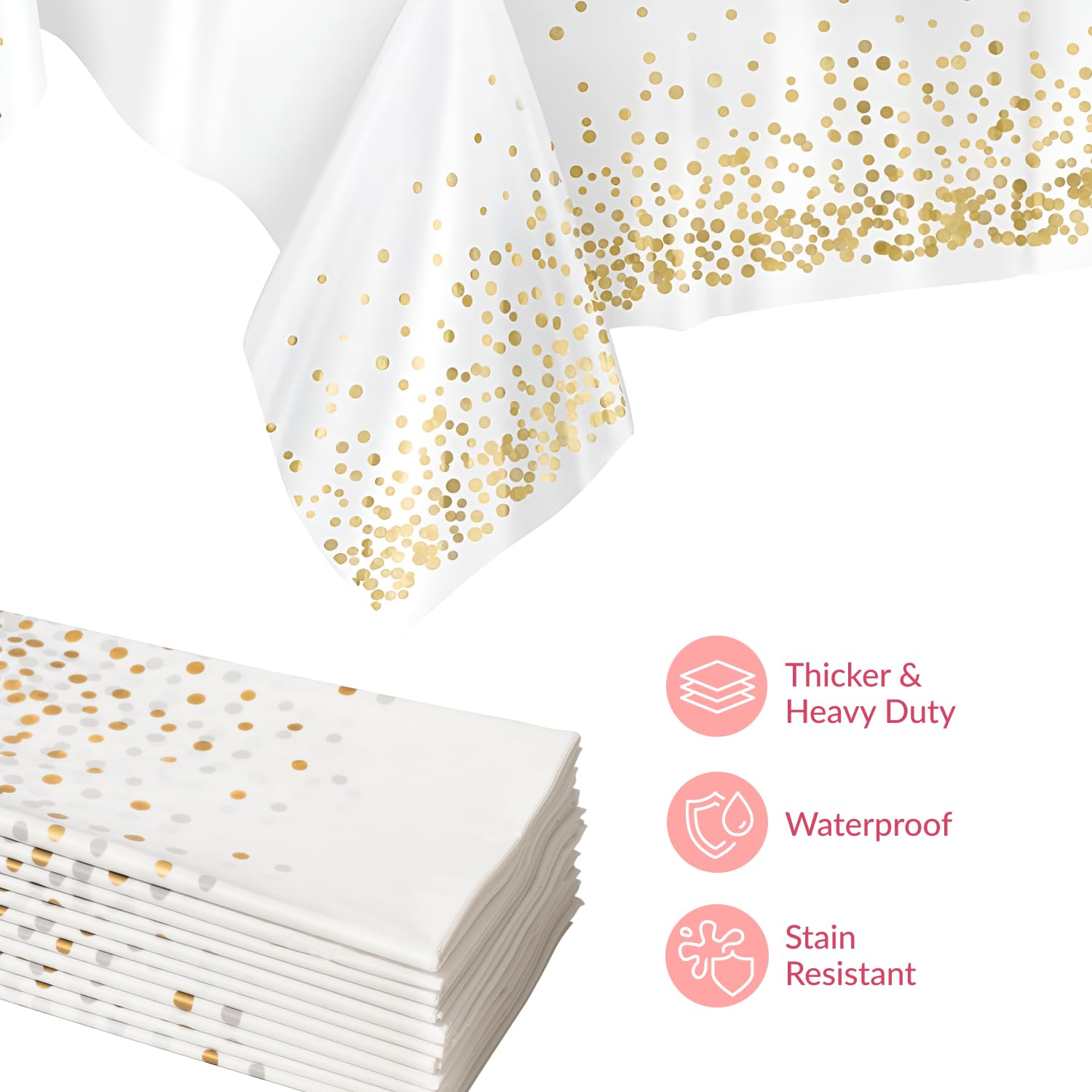 Prestee 54x108 tablecloth fits standard 8-foot tables for gatherings.