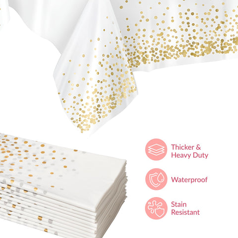 Prestee 54x108 tablecloth fits standard 8-foot tables for gatherings.