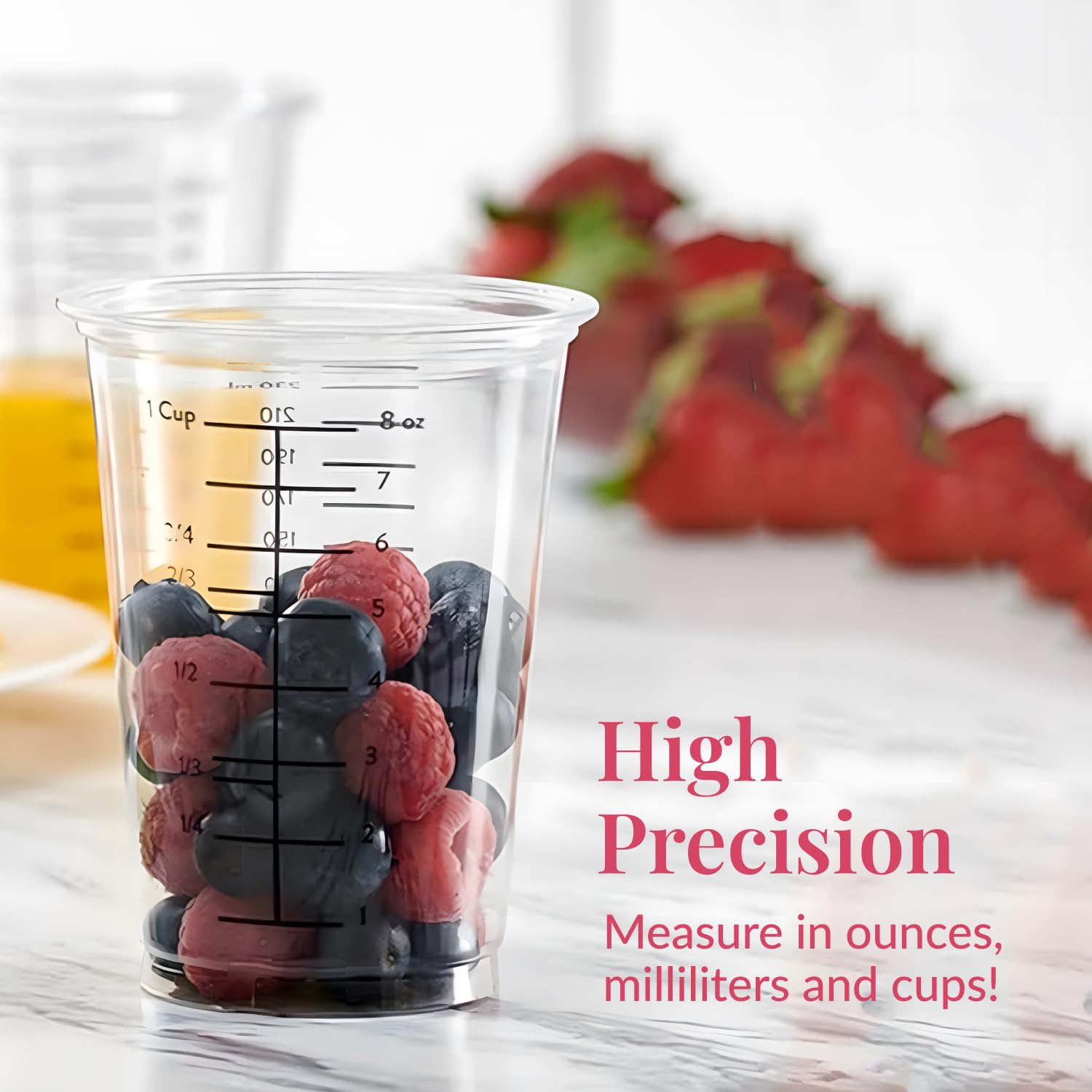 Prestee baking and crafting cups for dry and wet ingredients in recipes.