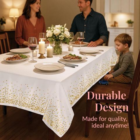 Prestee disposable tablecloth for quick cleanup after events.