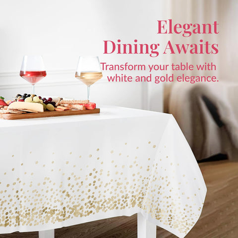 Prestee heavy-duty plastic tablecloth protects outdoor tables during celebrations.