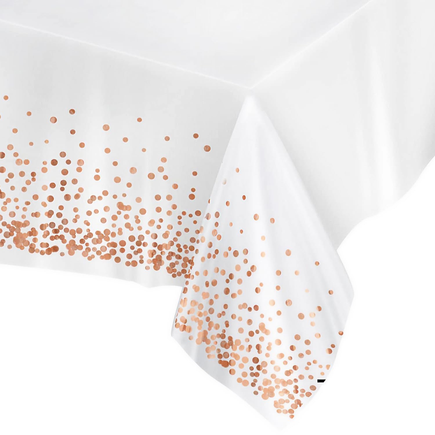 Prestee rose gold rectangle tablecloth 54x108 on a banquet table for an elegant look