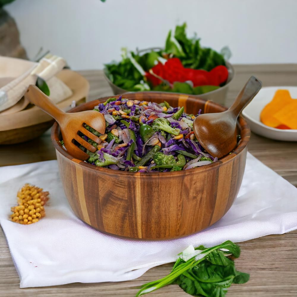 Prestige Nook bowl with wooden fork and spoon servers for easy service and presentation.