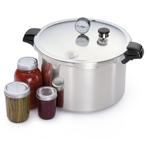 Presto 16-quart pressure canner dial gauge for precise processing.