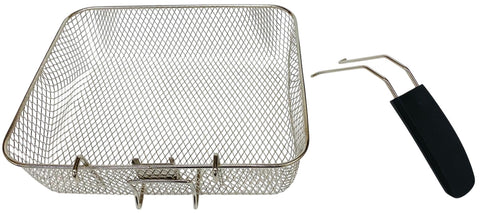Presto Jumbo ProFry Basket with sturdy stainless steel handle for easy lifting