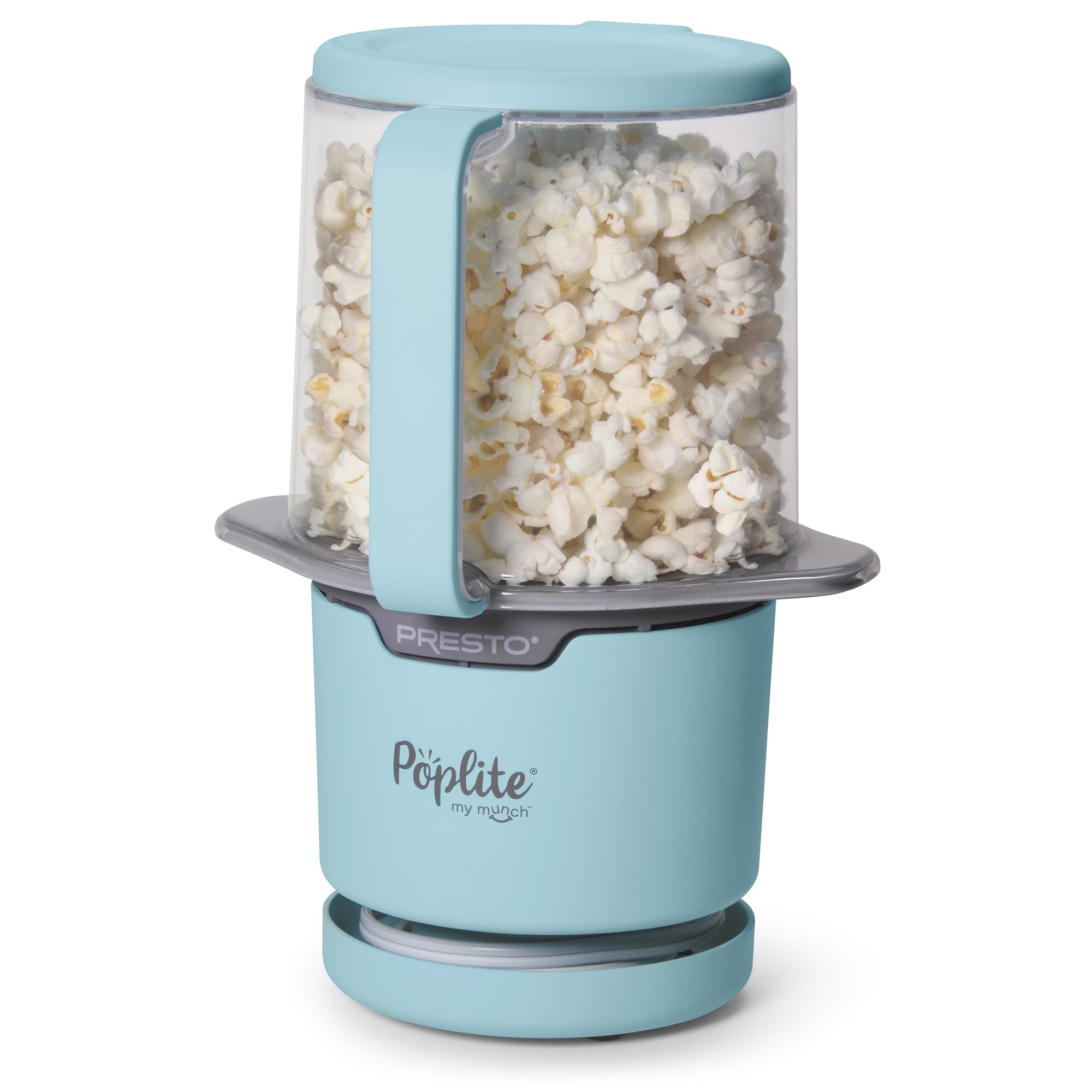 Presto PopLite My Munch popcorn popper in blue, compact front view for quick snacks