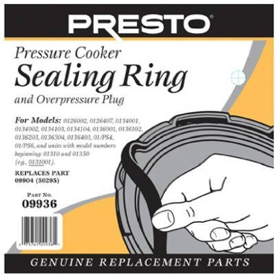 Presto sealing ring in black for 6-quart pressure cooker, helps secure the lid for reliable pressure cooking