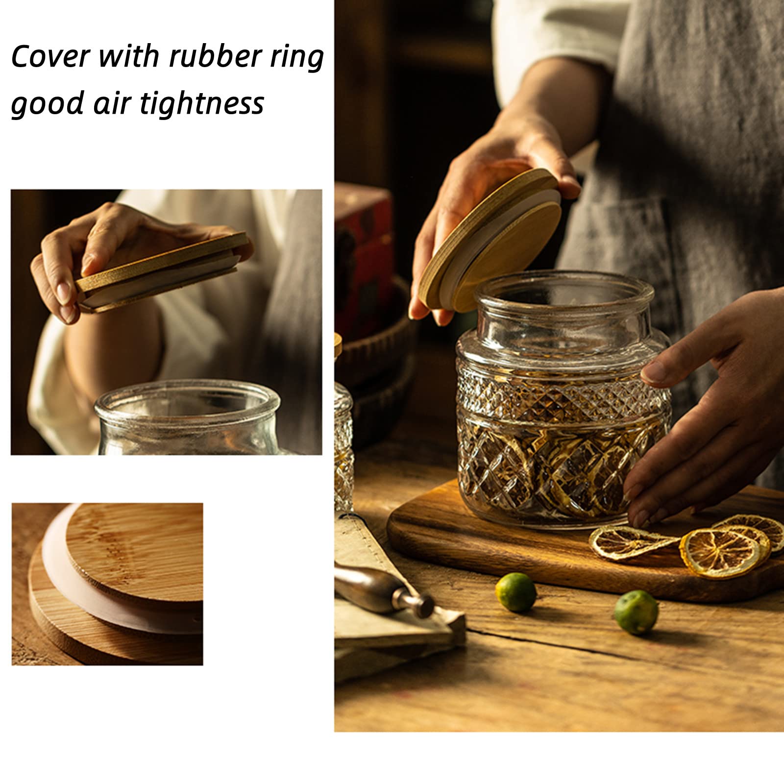 Prettidecor bamboo lid provides an airtight seal to keep foods dry.