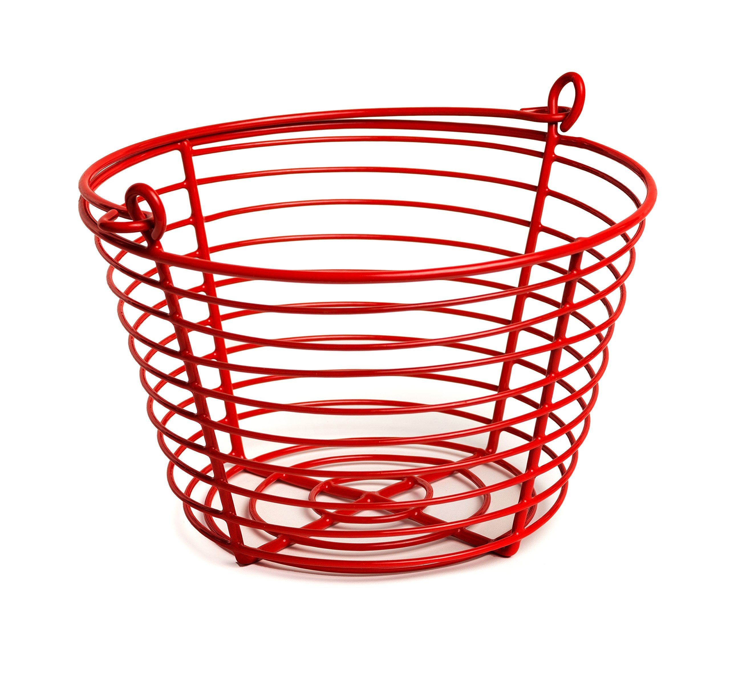 PH Prevue Hendryx egg basket with 8-inch red vinyl-coated wire for safe transport.