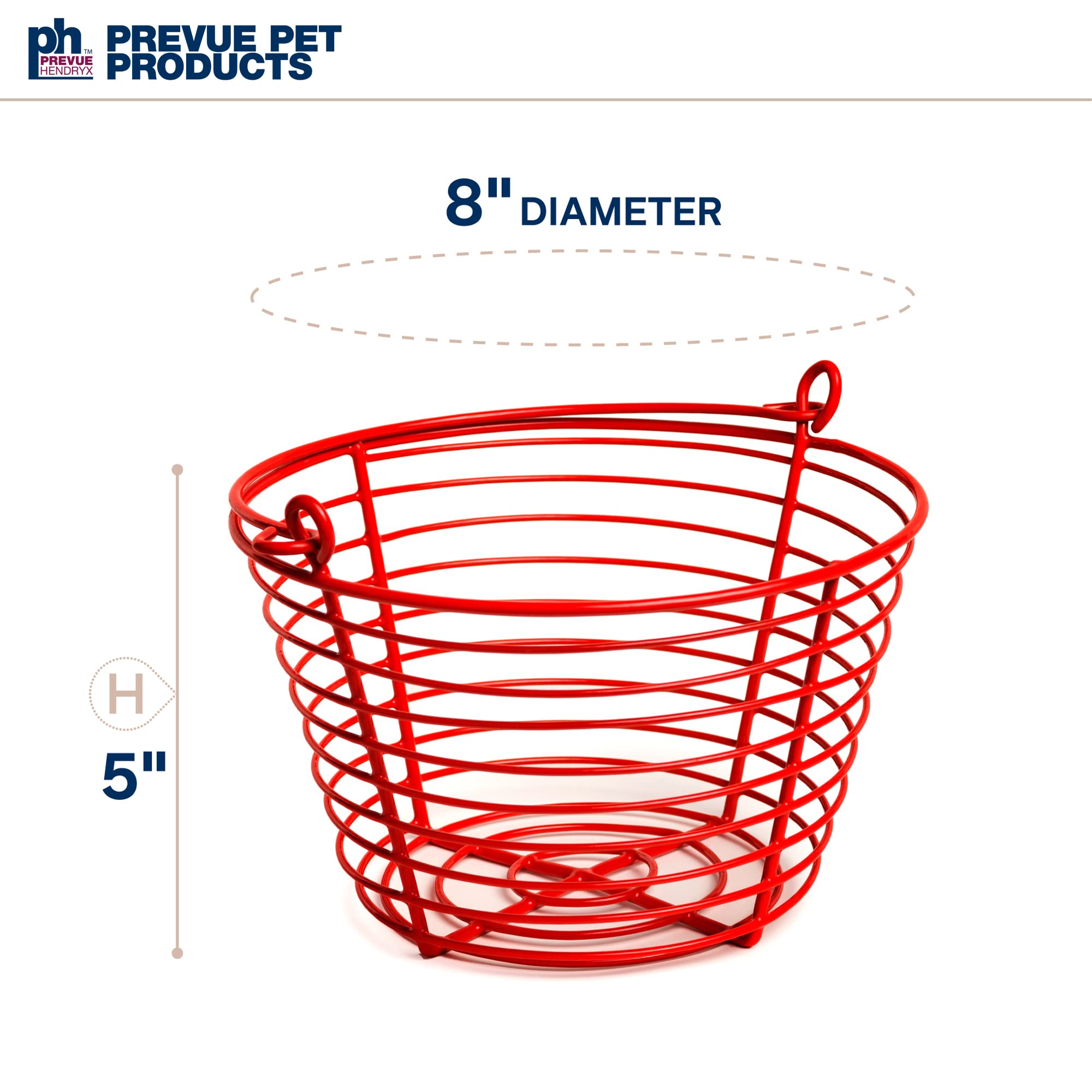 PH Prevue Hendryx egg basket dimensions 8 in diameter and 5 in high.