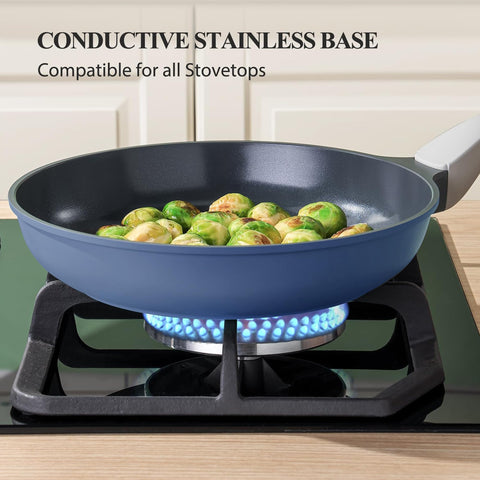Pricusis nonstick ceramic pan induction-compatible on any hob