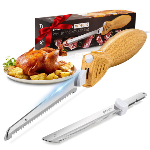 Prikoi Electric Knife close-up of carving blades designed for precise meat slicing.