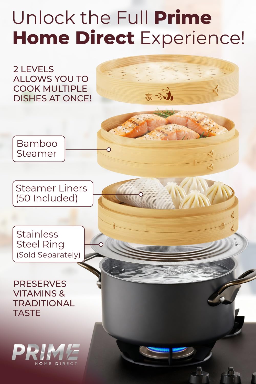 Prime Home Direct two-tier layout shows stacked steaming versatility