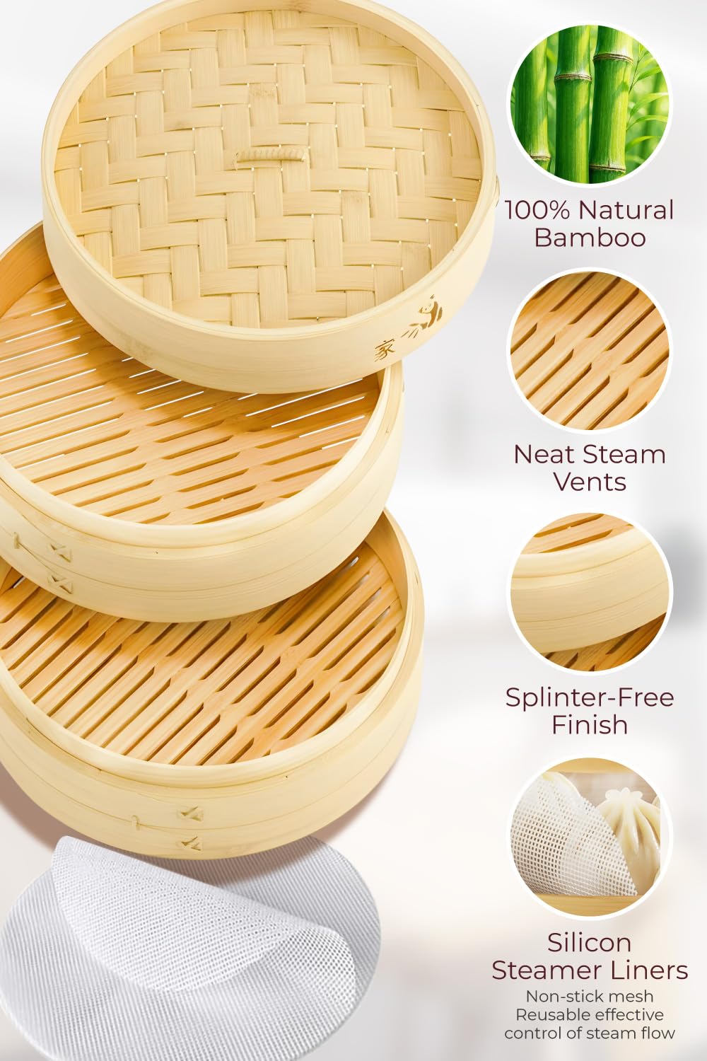 Prime Home Direct bamboo steamer dome lid for even heat