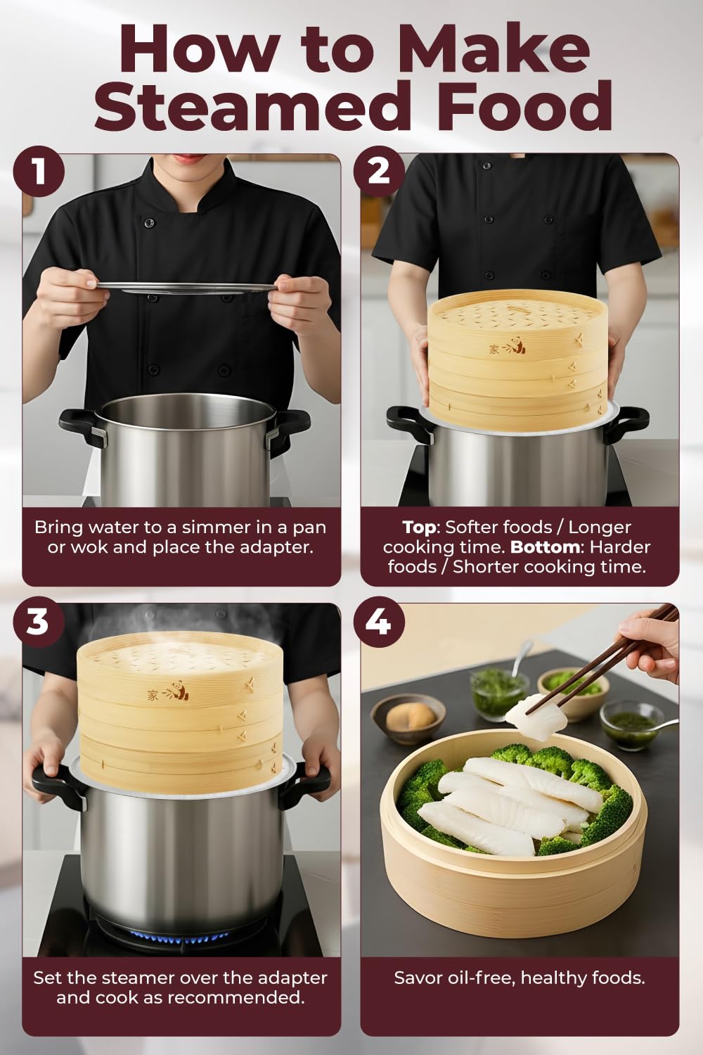 Prime Home Direct steamer in pot on stovetop for everyday meals