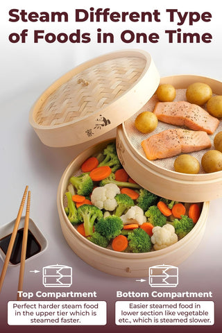 Prime Home Direct bamboo steamer stored neatly after use