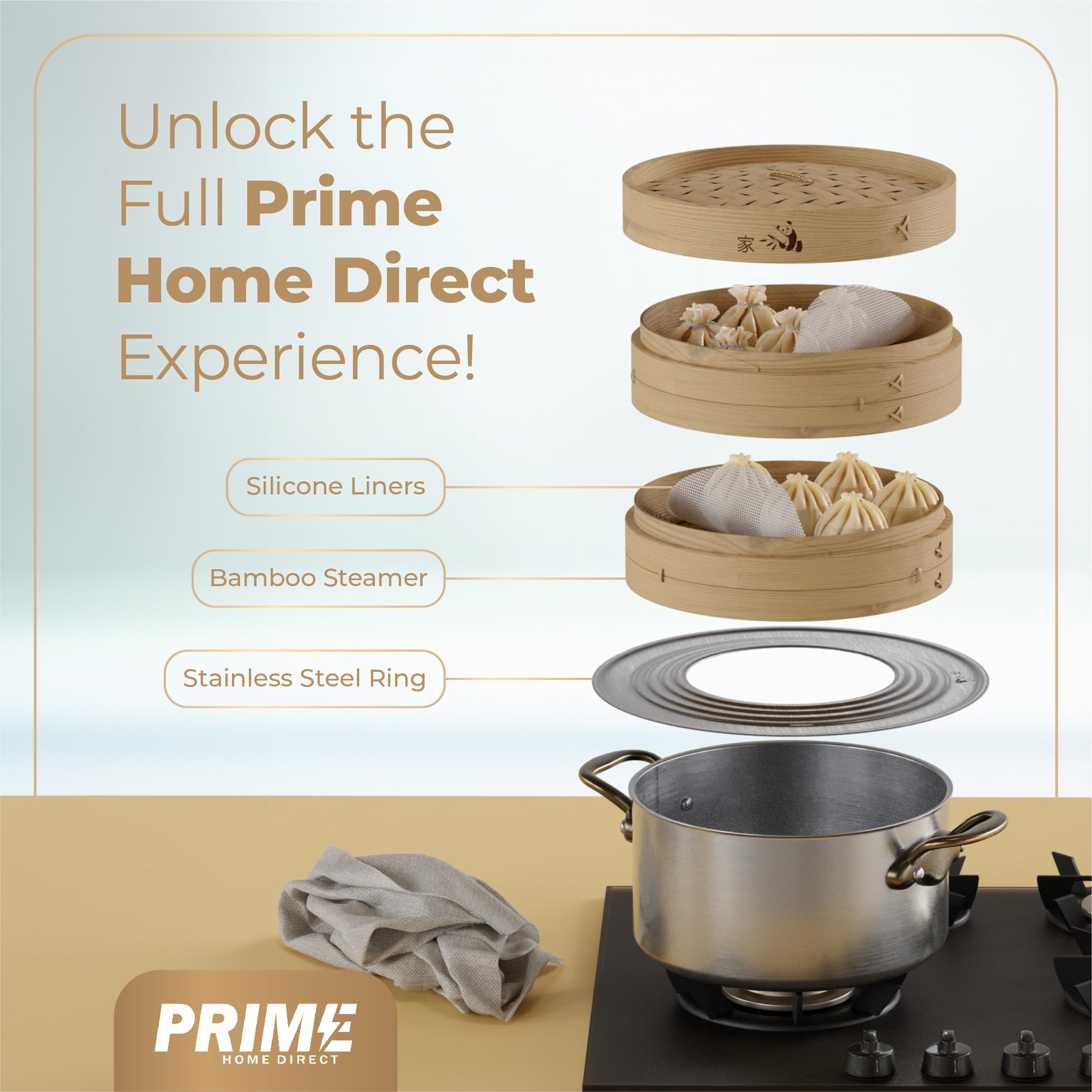 Prime Home Direct steamer ring supports quick, versatile meals through steaming.