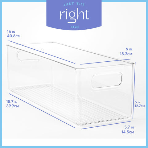 PrimeBox fridge storage bin keeps contents visible for easy meal prep.