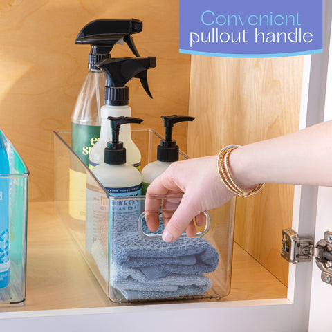 PrimeBox pantry storage bin in clear plastic for visible, tidy kitchen organization.