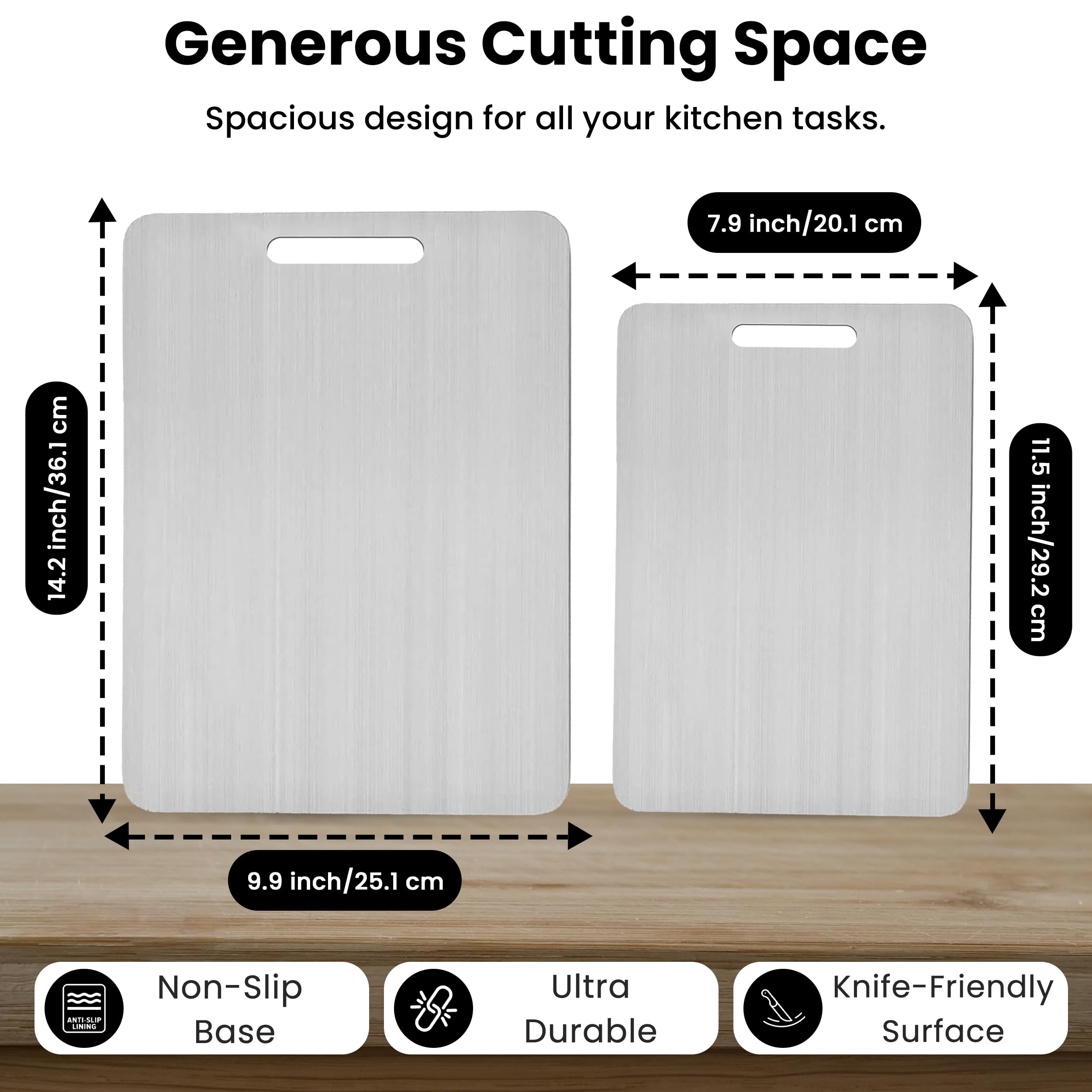 PrimeCutKitchen titanium cutting board large front for bulk prep and chopping